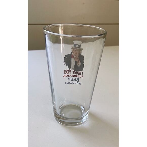 Uncle Sam Pint Beer Glass 
I Want You To Drink Beer The Bulldog - Picture 2 of 5